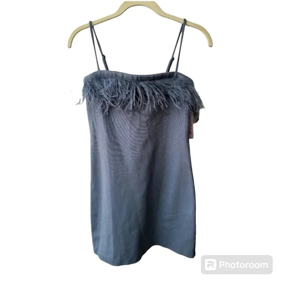 Wild Fable Women's Bodycon Spaghetti Strap Faux Feather Minidress, Size XS, NWT - Picture 1 of 11